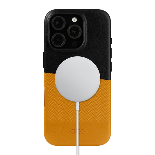 Alto Herring Leather Magnetic Case iPhone 16 Pro - Raven / Caramel