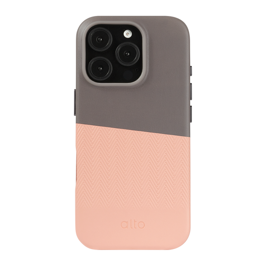 Alto Herring Leather Magnetic Case iPhone 16 Pro - Cement / Pink