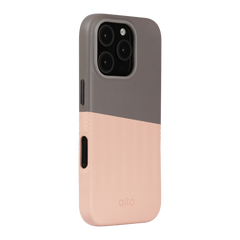 Alto Herring Leather Magnetic Case iPhone 16 Pro - Cement / Pink