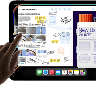 Multitasking view of iPadOS on iPad Pro shows multiple apps running simultaneously