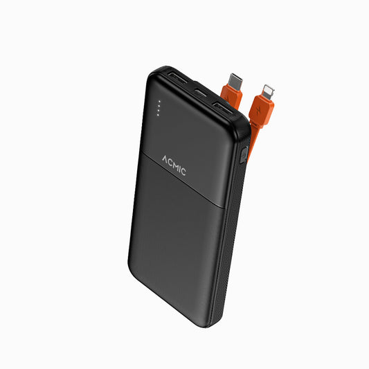 ACMIC 10000mAh powerbank with build-in Type C and Lightning Cable - Black (AP10-06 (W1052C)