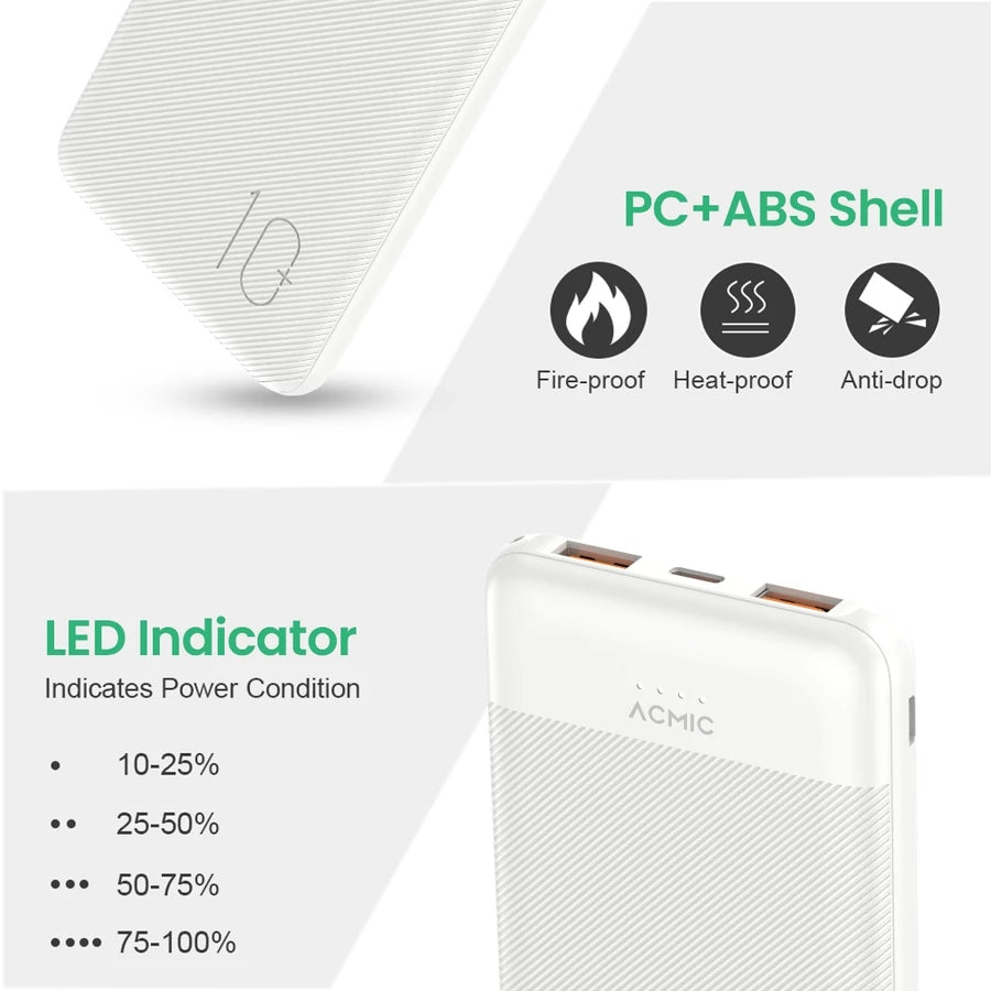 ACMIC 10000mAh powerbank - White (A11 (W1106)