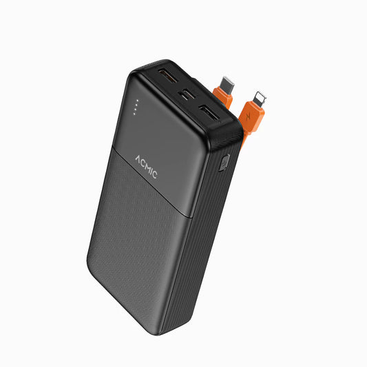 ACMIC 20000mAh powerbank with build-in Type C and Lightning Cable - Black (AP20-06 (W2010C)