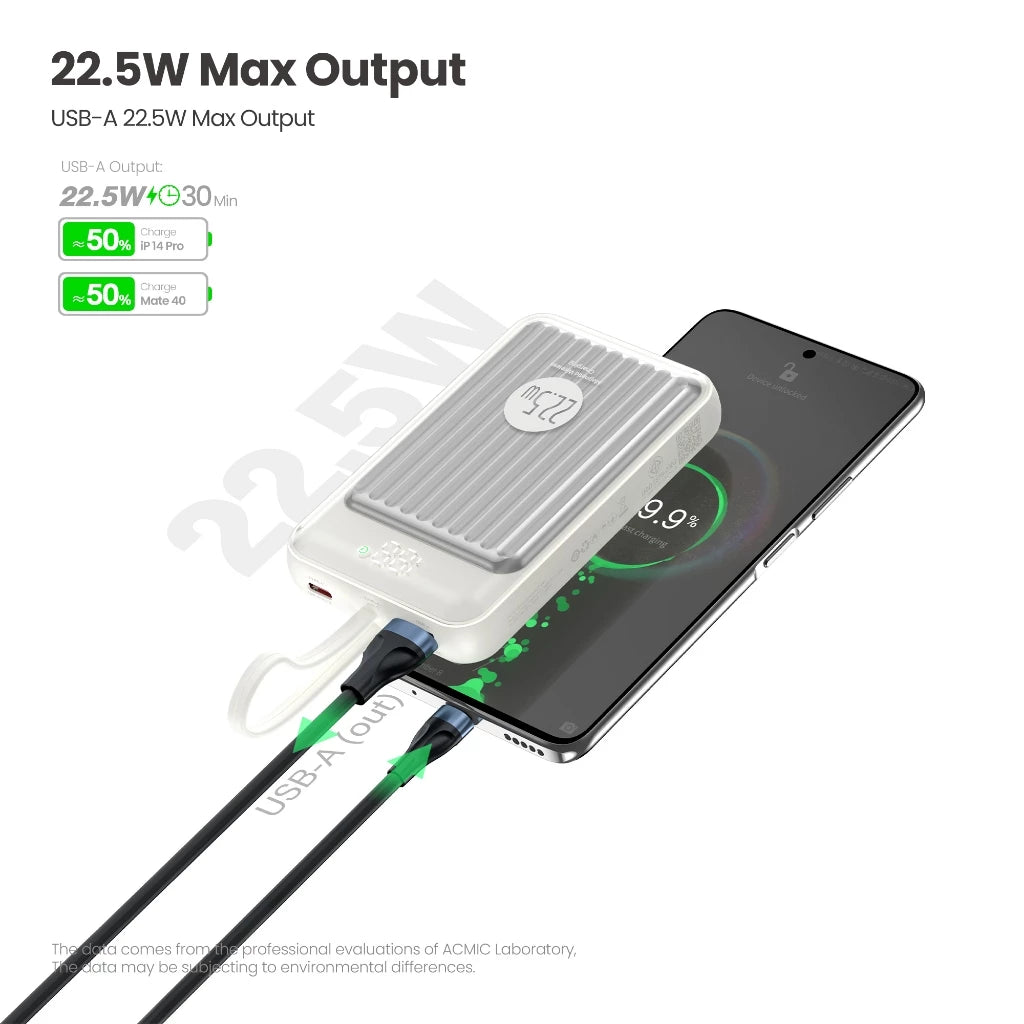 ALPHA 10000mAh Wireless Magsafe powerbank with build-in Type C - Silver White (ALP10-27WPD (W1023)