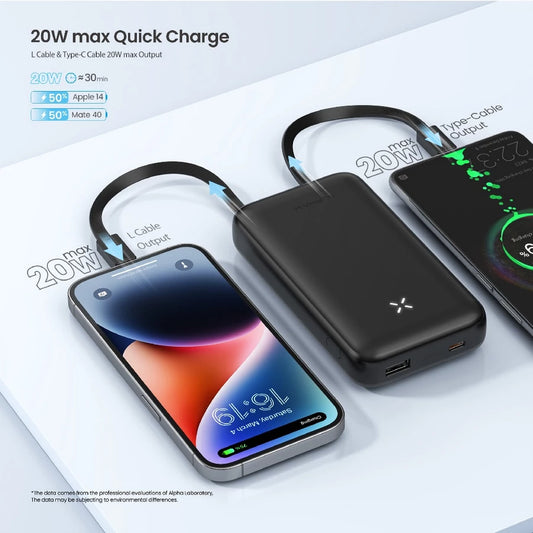ALPHA 10000mAh powerbank with build-in Type C and Lightning Cable - Black (ALP10-05PD (W1119)