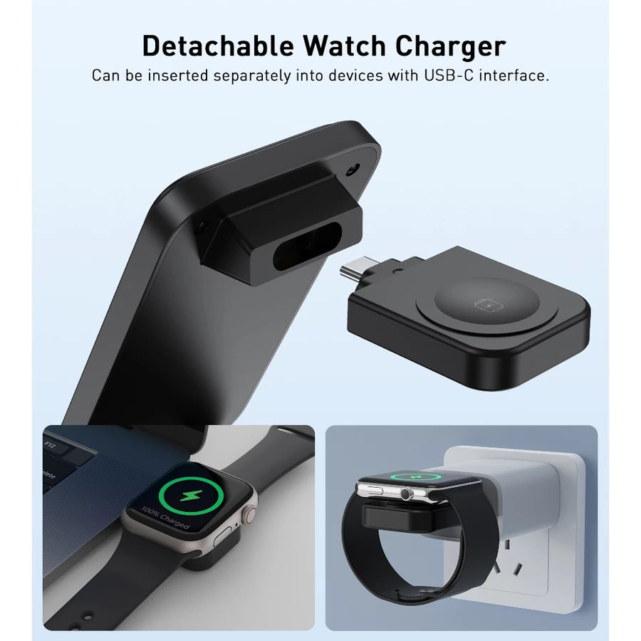 CHOETECH T611-F-CCBK 3-IN-1 MAGNETIC WIRELESS CHARGER - BLACK