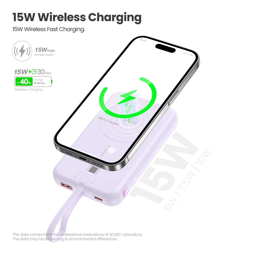 ALPHA 10000mAh Wireless Magsafe powerbank with build-in Type C - Silver White (ALP10-27WPD (W1023)