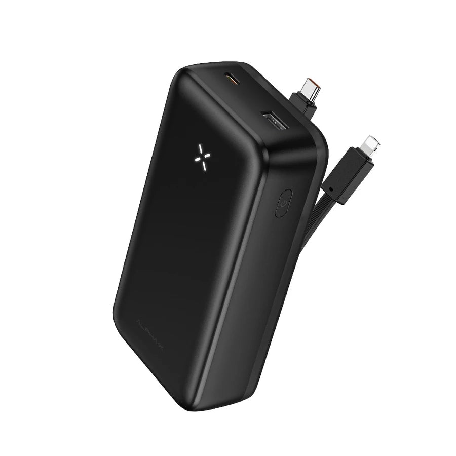 ALPHA 20000mAh powerbank with build-in Type C and Lightning Cable - Black (ALP20-05PD (W2020PD)