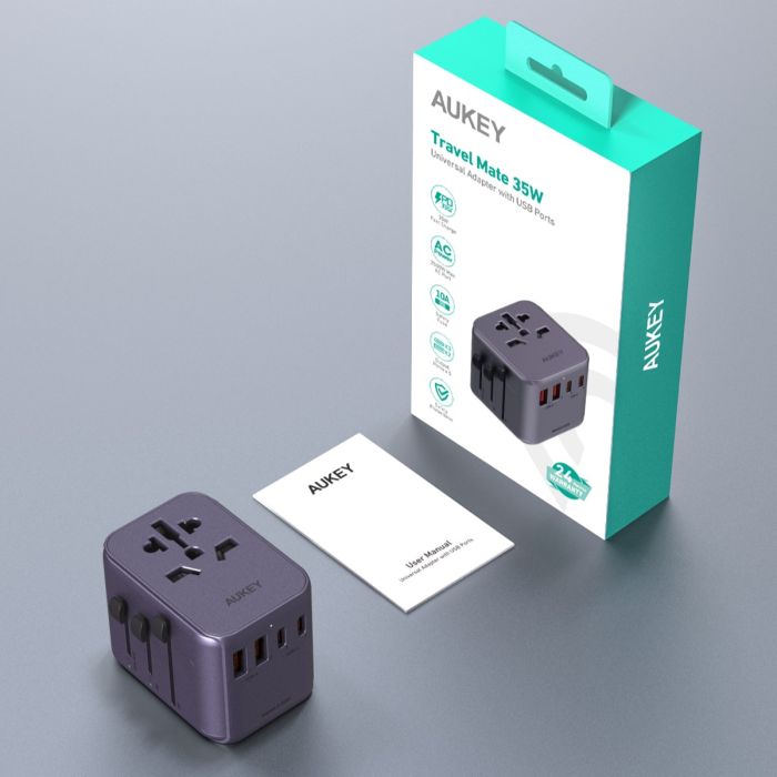 Aukey PA-TA07A 35W Travel Mate Universal Adapter - Purple