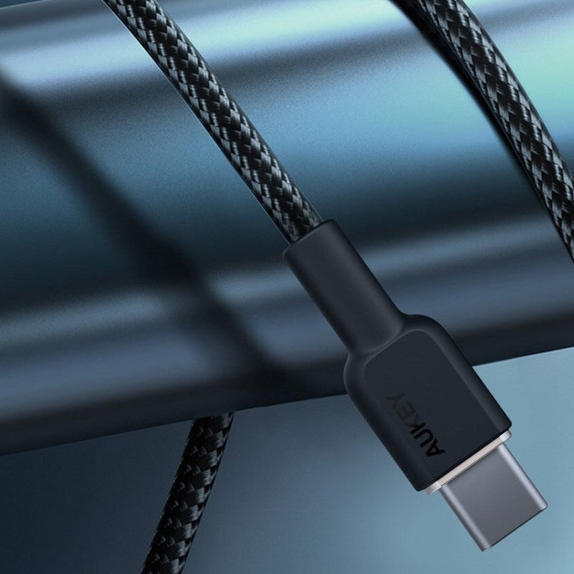 Aukey 1m Nylon Braided USB-C to USB-C Cable - Black