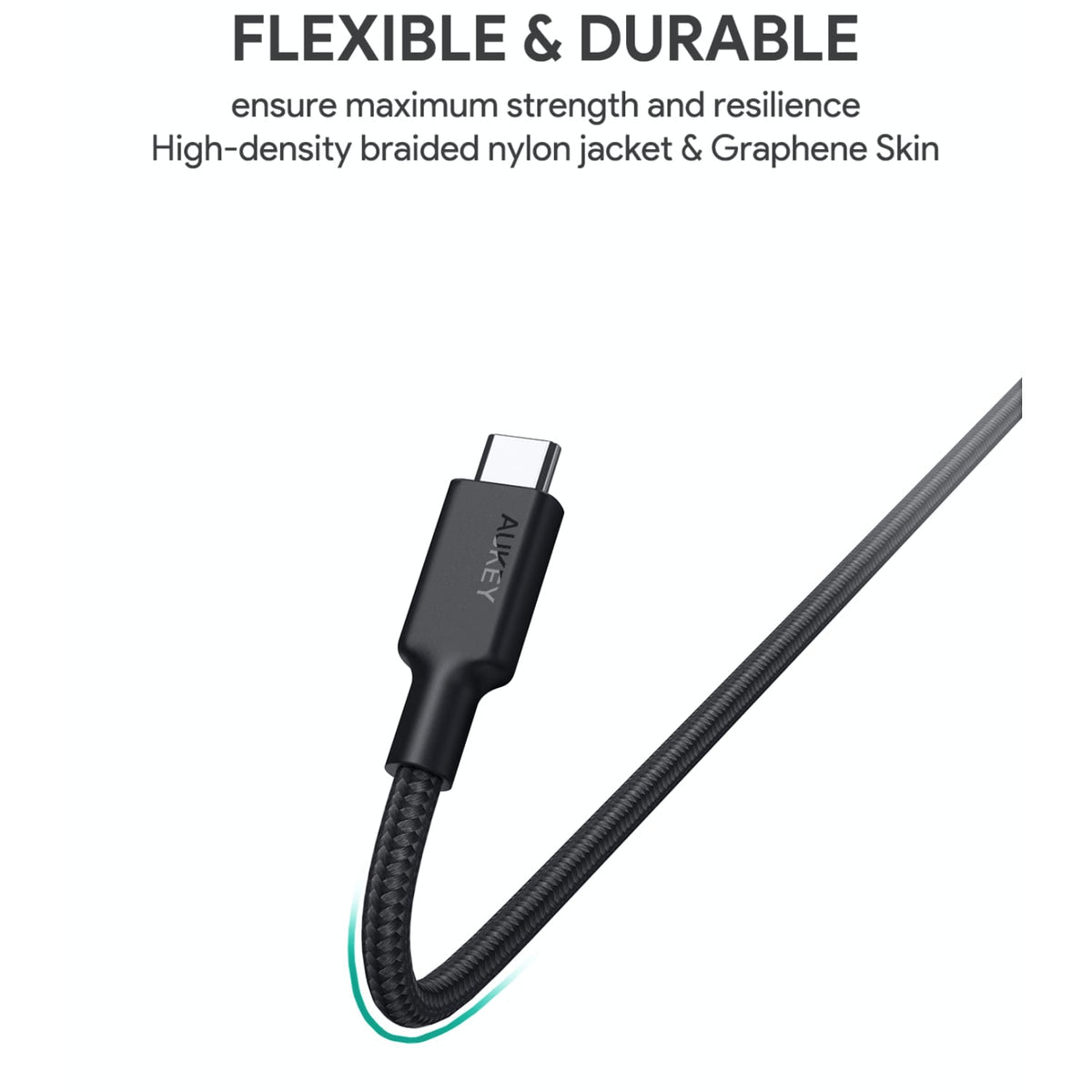 Aukey CB-CD21 Gen2 E Marker 100W USB 3.1 USB Type C To Type C Nylon Braided Cable