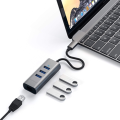 Satechi Type-C 2-in-1 3 Port USB 3.0 Hub with Ethernet - Space Grey