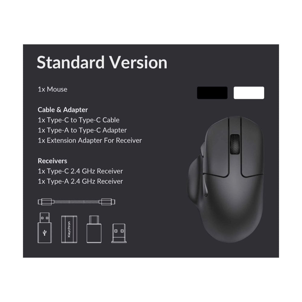 Keychron M7 -63g - Black - Non-backlit  BT/2.4GHz/Wired Mouse