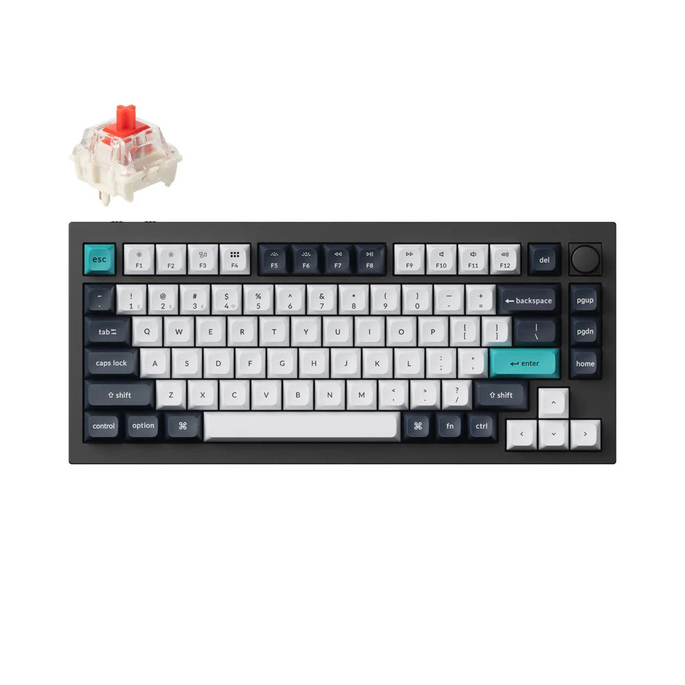 Keychron Q1 Max ANSI 75% layout 81 Key Carbon Black Full Assembled Knob Red Switch RGB Hot-Swap BT/2.4GHz/Wired Normal Profile QMK Custom Keyboard