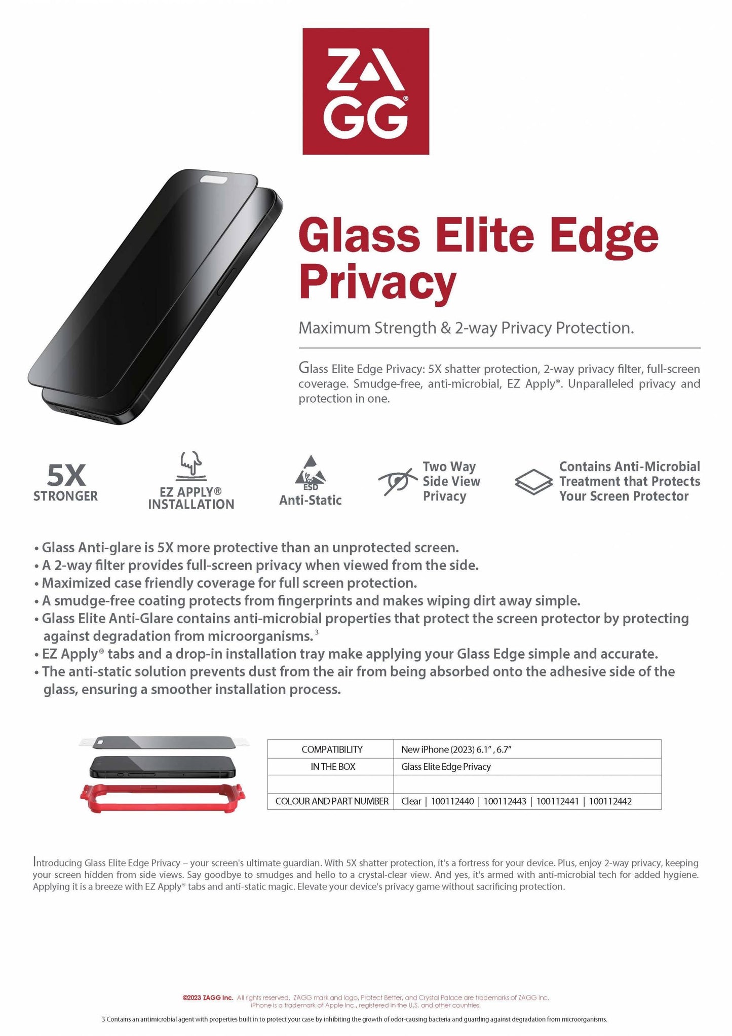 ZAGG Glass Elite Edge Privacy Apple iPhone 15 - Black